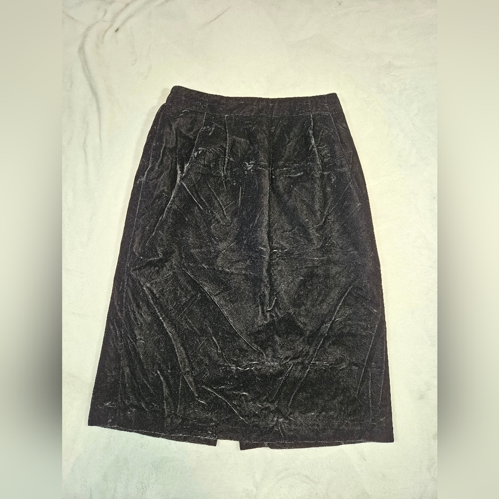 Vintage Potomac Collection Womens 14 Black Velvet A-line Midi Skirt